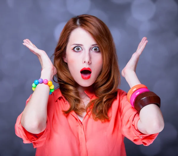 Surprised redhead girl — Stock Photo, Image