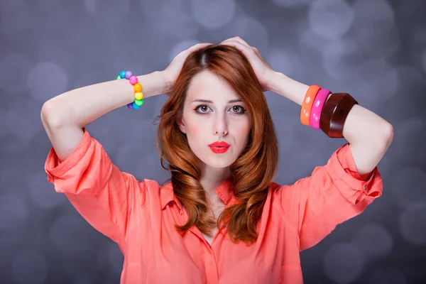 Surprised redhead girl — Stock Photo, Image