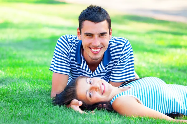 Young teen couple at outdoor — Stock Photo, Image