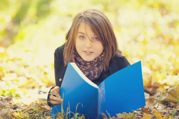 Menina ruiva retrato ao ar livre. Outono . — Fotografia de Stock