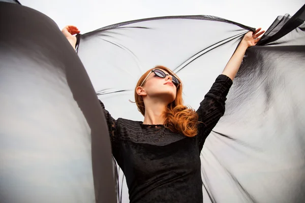 Redhead girl with cloth — Stock Photo, Image