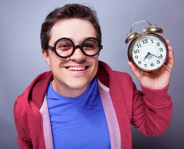 Mad man with clock — Stock Photo, Image