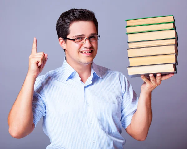 Homem com livros. — Fotografia de Stock