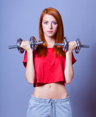 Girl with dumbbells clipart