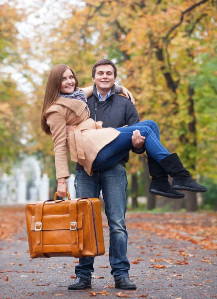 Couple at outdoor in the park — Stock Photo, Image