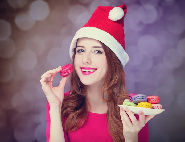 Macaron Noel için olan Kızıl saçlı kız — Stok fotoğraf
