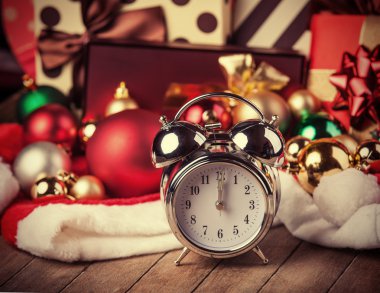 Noel arka plan üzerinde Vintage saat