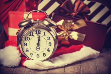 Noel arka plan üzerinde Vintage saat