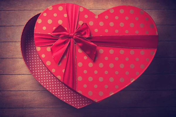 Heart shape valentine box handmade on wooden background — Stock Photo, Image