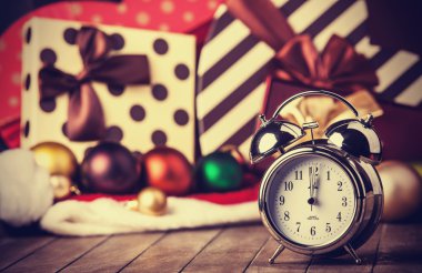 Noel arka plan üzerinde Vintage saat