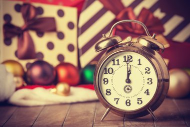 Noel arka plan üzerinde Vintage saat