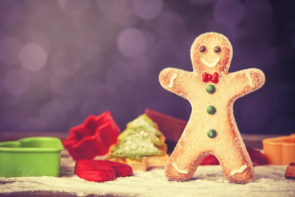 Cookie man and flour — Stock Photo, Image