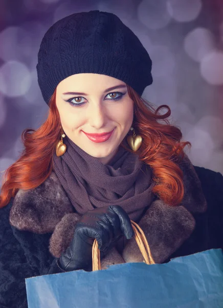 Redhead with with bag. — Stock Photo, Image