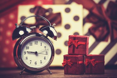 Noel arka plan üzerinde Vintage saat.