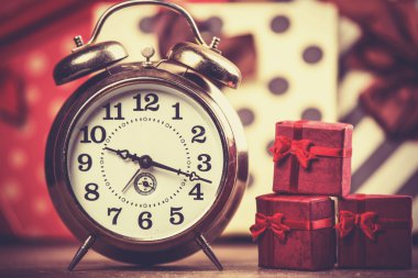 Noel arka plan üzerinde Vintage saat.