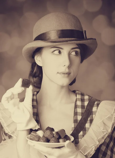 Красивые женщины с конфетами . — стоковое фото