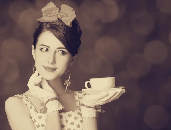 Beautiful women with cup of tea. — Stock Photo, Image