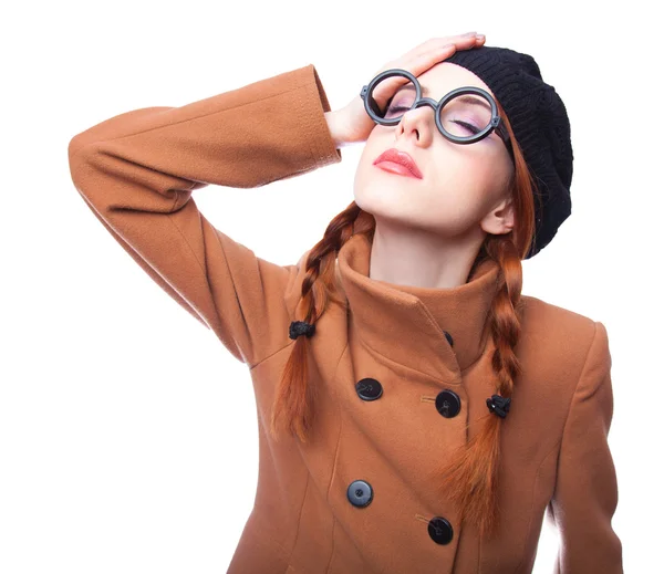 Sorprendida pelirroja en gafas . — Foto de Stock