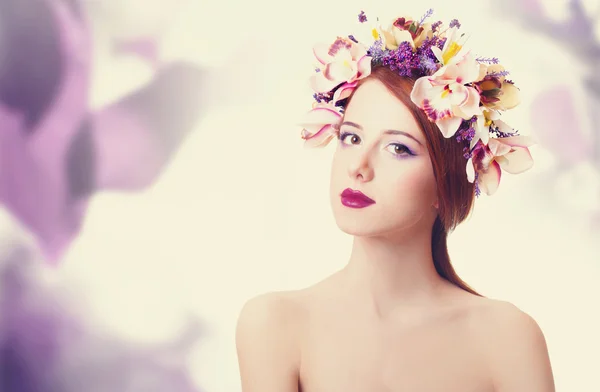 Beautiful women in wreath. — Stock Photo, Image