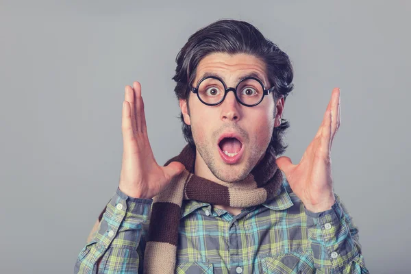 Portrait of funny man in glasses — Stock Photo, Image