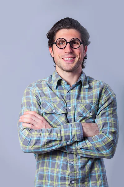 Portrait of funny man in glasses. — Stock Photo, Image