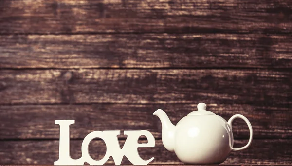 Teapot and word Love — Stock Photo, Image