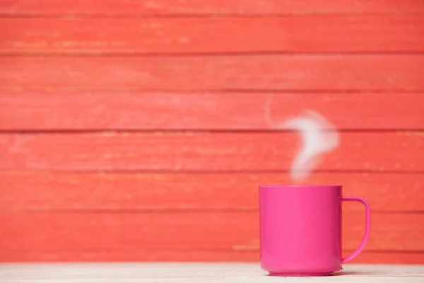 Tea or coffee cup on wooden table. — Stock Photo, Image