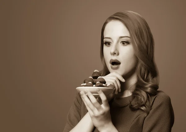 A nők cukorka. szépia színű képet stílusú fotó. — Stock Fotó