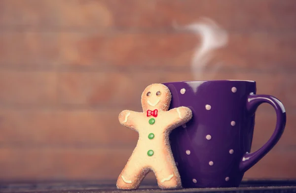 Soubor cookie muž a pohár o horká čokoláda. — Stock fotografie
