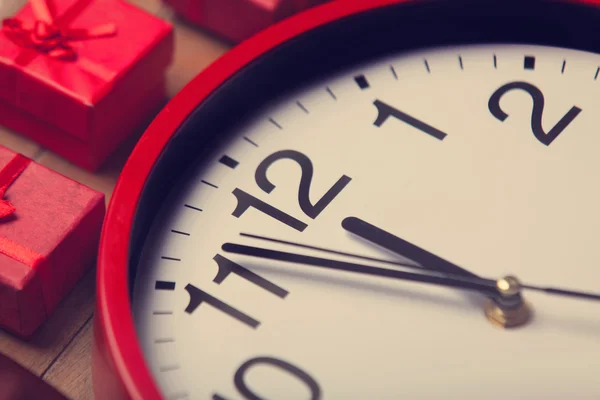 Vintage clock on christmas background — Stock Photo, Image