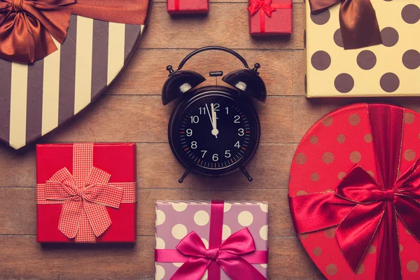 Vintage clock on christmas background — Stock Photo, Image