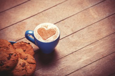 kurabiye ve kahve ahşap tablo. 