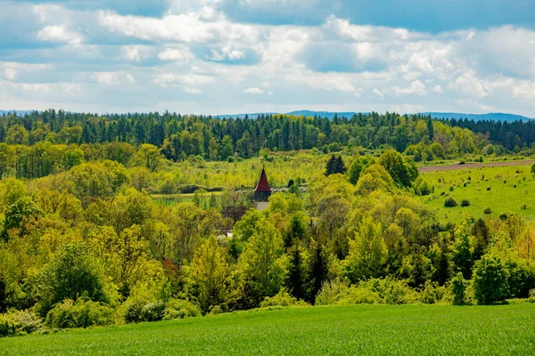 Vista Sulle Montagne Dei Sudeti Primavera Polonia Meridionale — Foto Stock