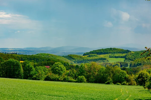 Vista Sulle Montagne Dei Sudeti Primavera Polonia Meridionale — Foto Stock