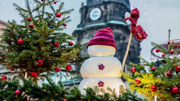 Nov 2019 Dresden Németország Kilátás Karácsonyi Dekorációkra Játékokra Díszházakra Drezdai — Stock videók