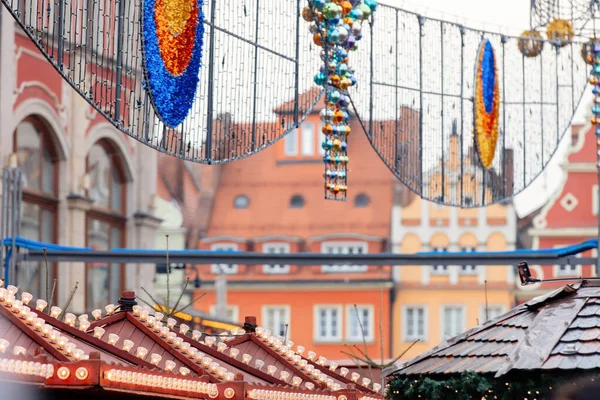 Украшение Рождественских Ярмарок Старом Городском Рынке Вроцлава Польша 2021 Году — стоковое фото