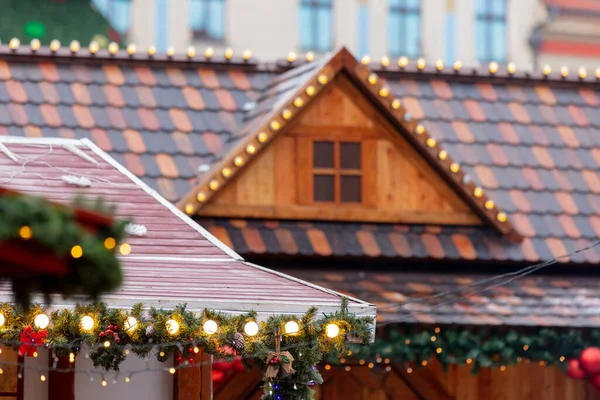 Decoração Casas Feira Natal Mercado Cidade Velha Wroclaw Polônia 2021 — Fotografia de Stock