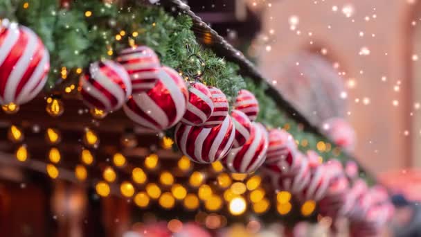 Прикраси Різдвяних Ярмарків Старовинному Міському Ринку Вроцлава Польща 2021 Рік — стокове відео