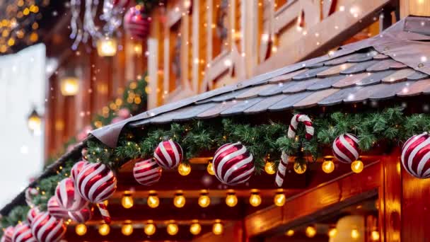 Decoración Casas Feria Navidad Mercado Ciudad Vieja Wroclaw Polonia 2021 — Vídeos de Stock