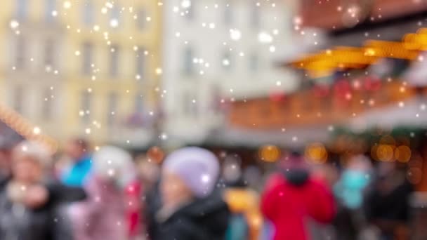 Nem Fókuszált Képek Emberek Karácsonyi Vásár Óváros Tér Wroclaw Lengyelország — Stock videók