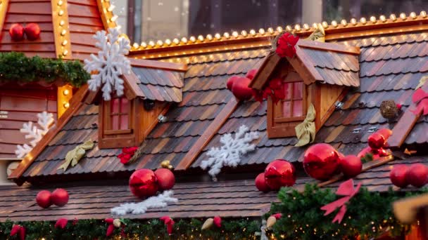 Decoration Christmas Fair Houses Old Town Market Wroclaw Poland 2021 — Stock Video