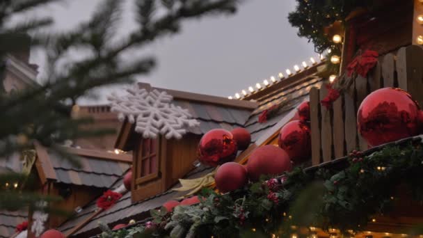 Décoration Maisons Fêtes Noël Dans Marché Vieille Ville Wroclaw Pologne — Video