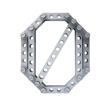 Perçinler ve vidalar ile metalik rakam (0)