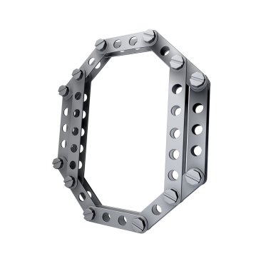 Perçinler ve vidalar ile metalik harf (O)