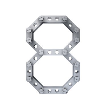 Perçinler ve vidalar ile metalik figür (8)