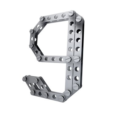 Perçinler ve vidalar ile metalik figür (9)