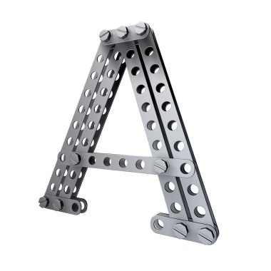 Perçinler ve vidalar ile metalik harf (A)