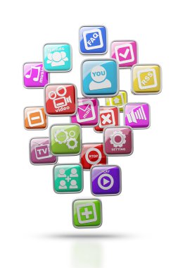 Apps simgeler izole beyaz zemin üzerine