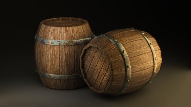 siyah 3d izole ahşap varil