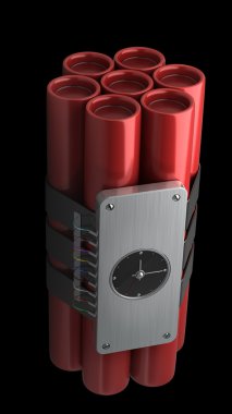 siyah arka plan üzerine izole çalar saat ateşleyici patlayıcı